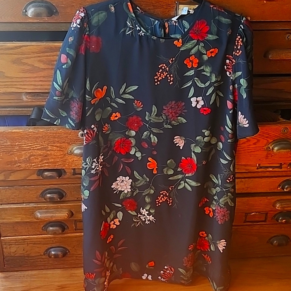 Dark Floral Dress in Silk